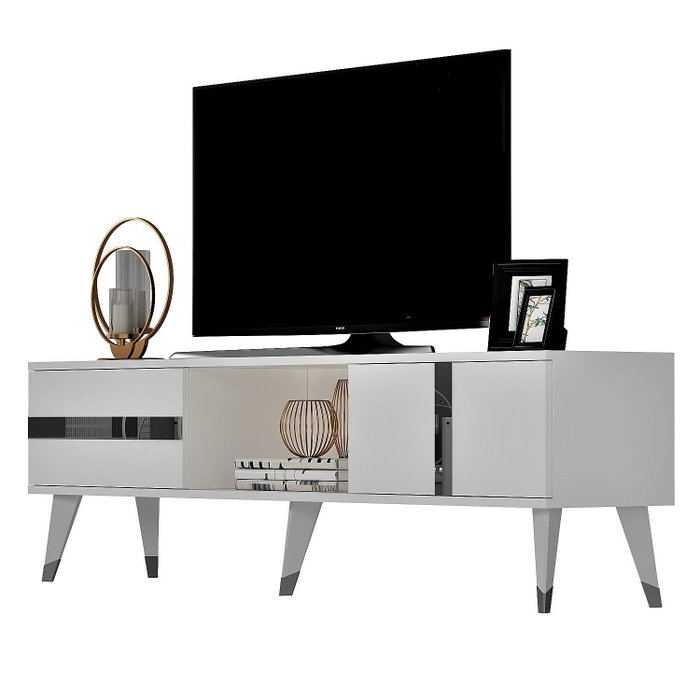 Hanah Home Vania Soporte de TV Blanco y Plata